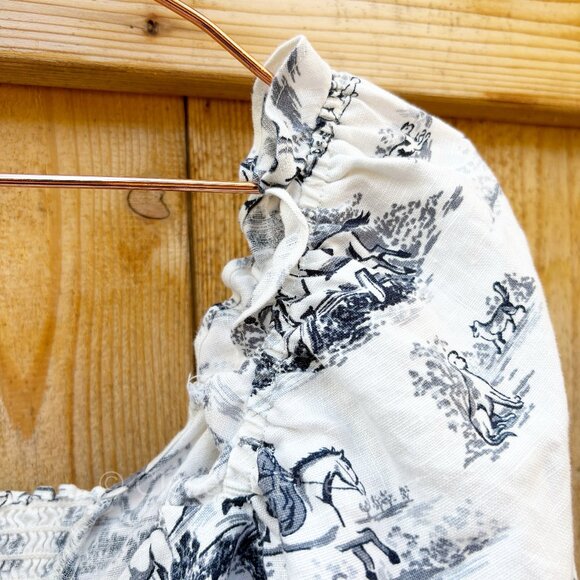 Reformation Hogan Top Size 2 Linen‎ Blouse Toile Horse Print - Picture 8 of 17